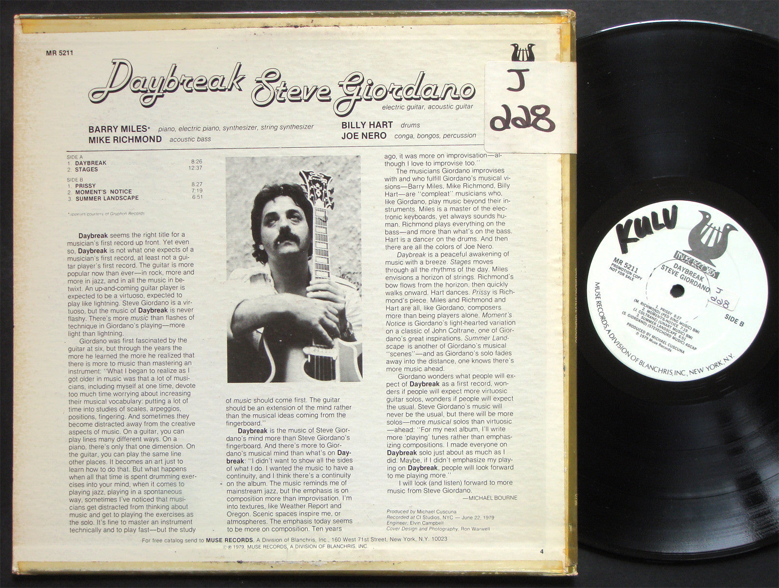 STEVE GIORDANO Daybreak LP  MUSE RECORDS MR 5211 US 1979 PROMO Mike Richmond