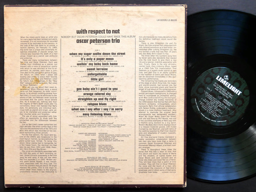 OSCAR PETERSON TRIO With Respect To Nat LP LIMELIGHT LM 82035 MONO Phil Woods