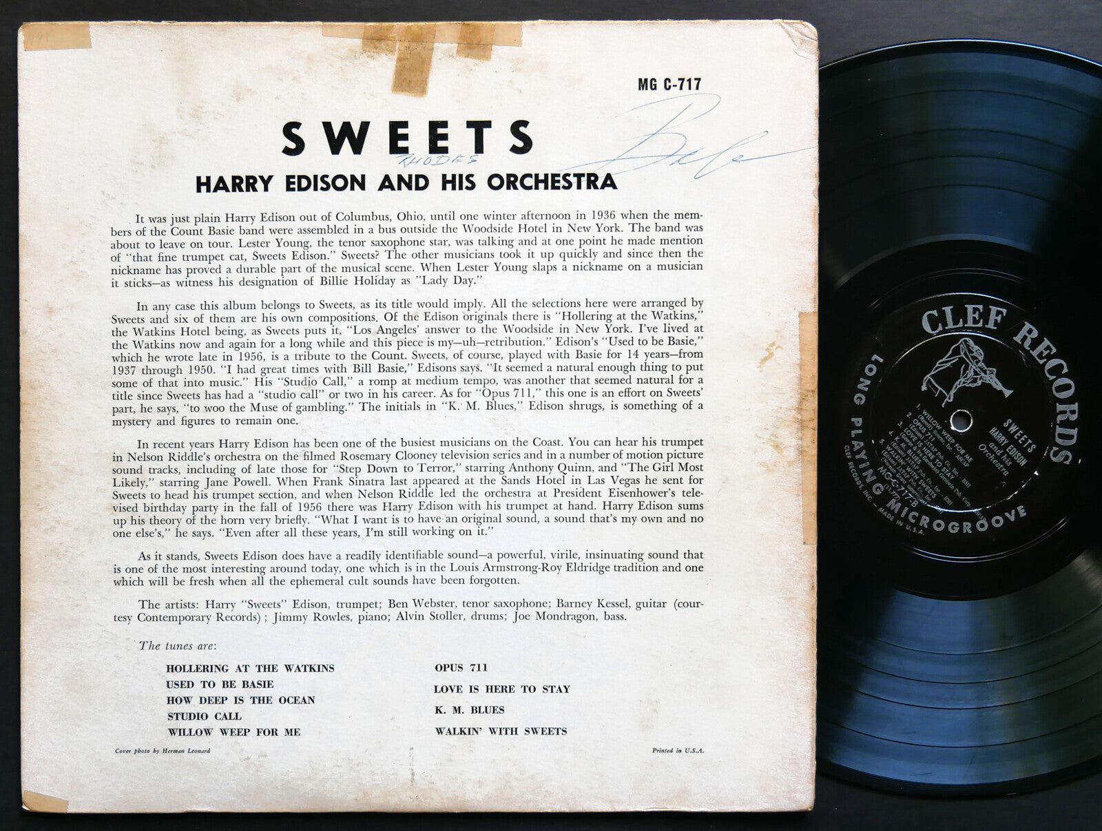 HARRY EDISON And His Orchestra Sweets LP CLEF MG C-717 DG MONO JAZZ Ben Webster