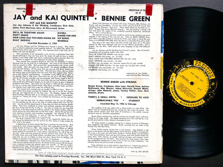KAI And JAY BENNIE GREEN With Strings LP PRESTIGE 7030 US '56 RVG DG MONO W.50th