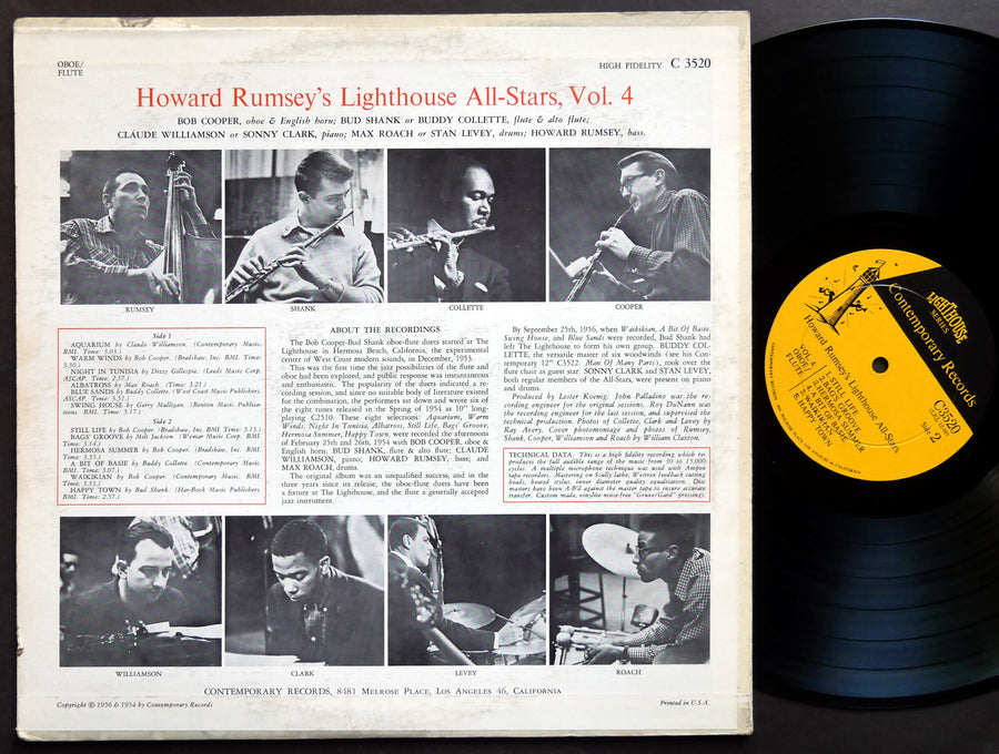 HOWARD RUMSEY Volume 4 Oboe/Flute LP CONTEMPORARY C3520 Max Roach Sonny Clark