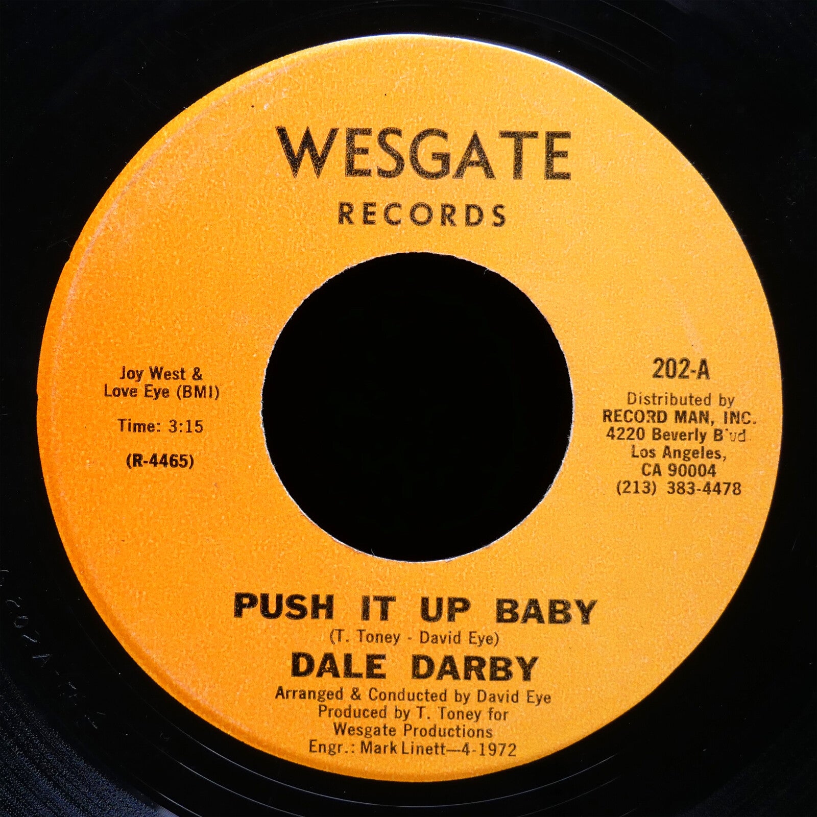 DALE DARBY Push It Up Baby / Time Is Changing 45 WESGATE 202 US 1972 Soul Funk