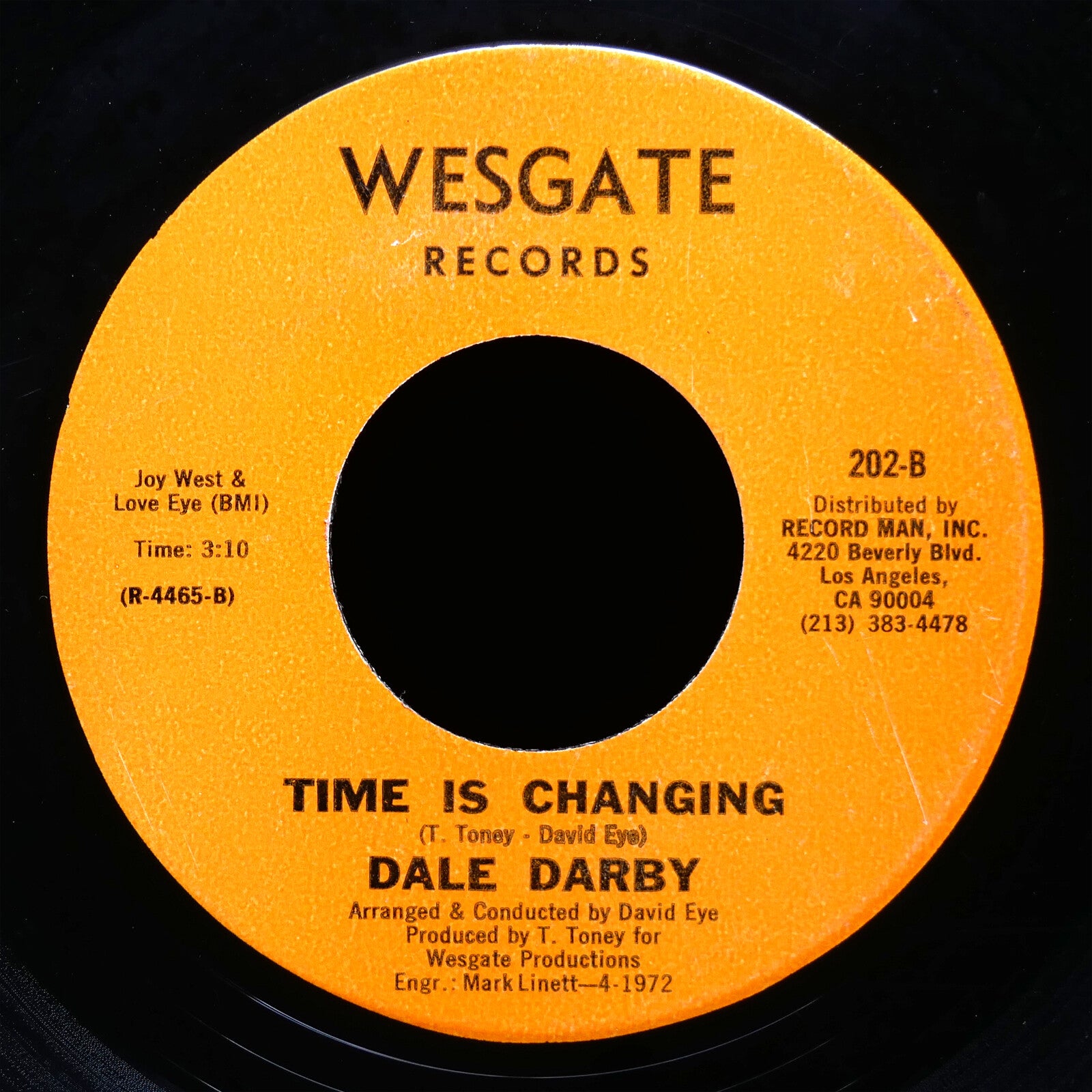 DALE DARBY Push It Up Baby / Time Is Changing 45 WESGATE 202 US 1972 Soul Funk