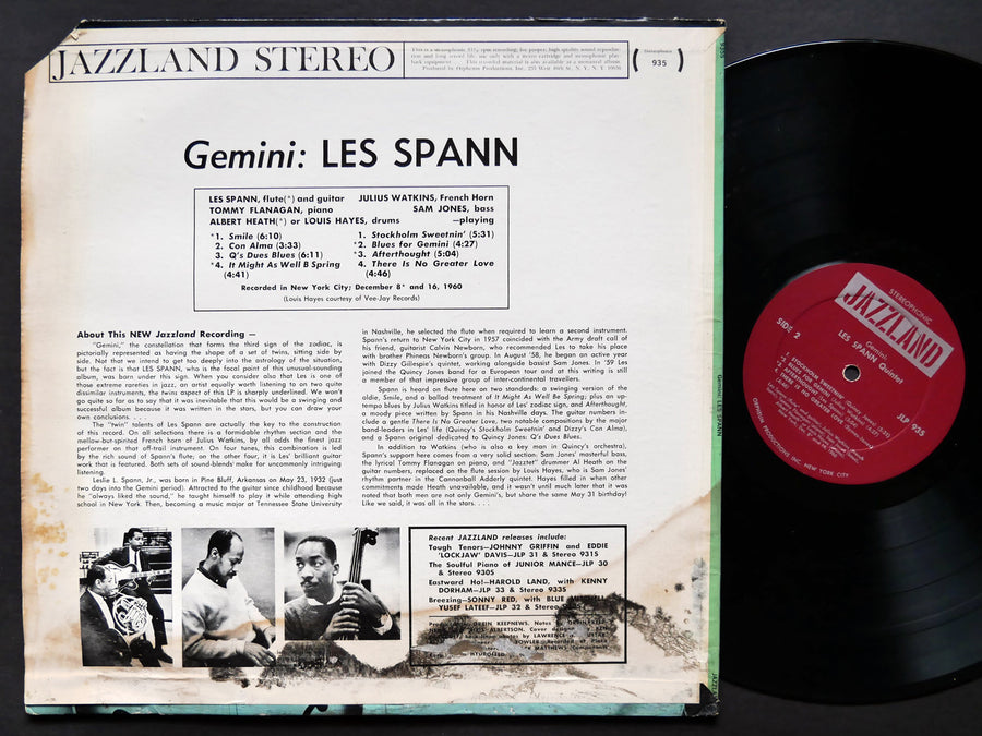 LES SPANN Gemini LP JAZZLAND JLP 935S US 1961 Tommy Flanagan Louis Hayes