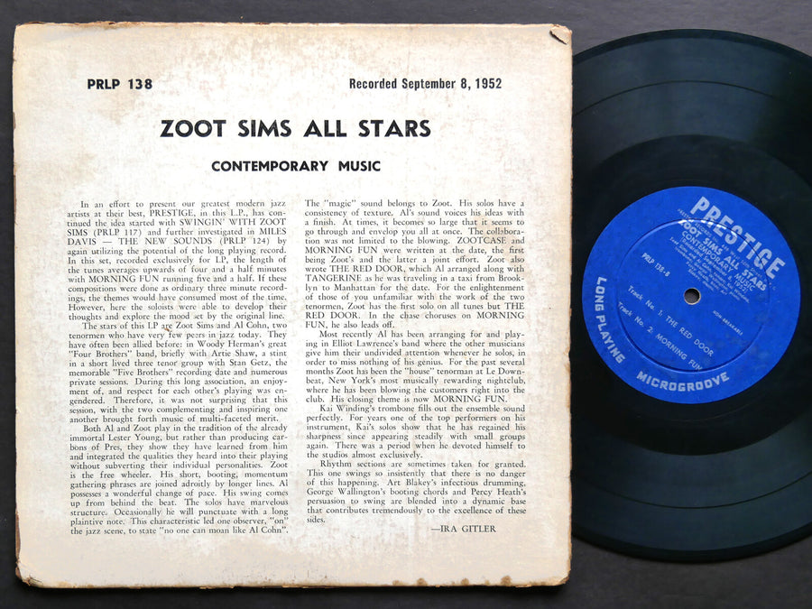 ZOOT SIMS All Stars Contemporary Music 10" LP PRESTIGE 138 EAR MONO Art Blakey