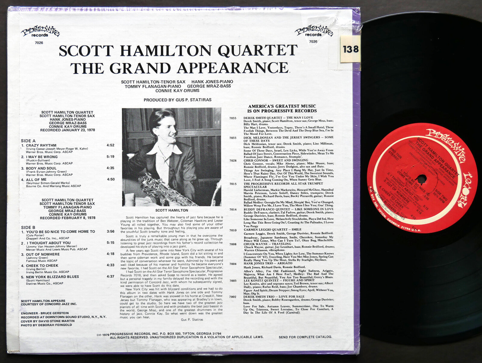 SCOTT HAMILTON Quartet The Grand Appearance LP PROGRESSIVE 7026 Tommy Flanagan