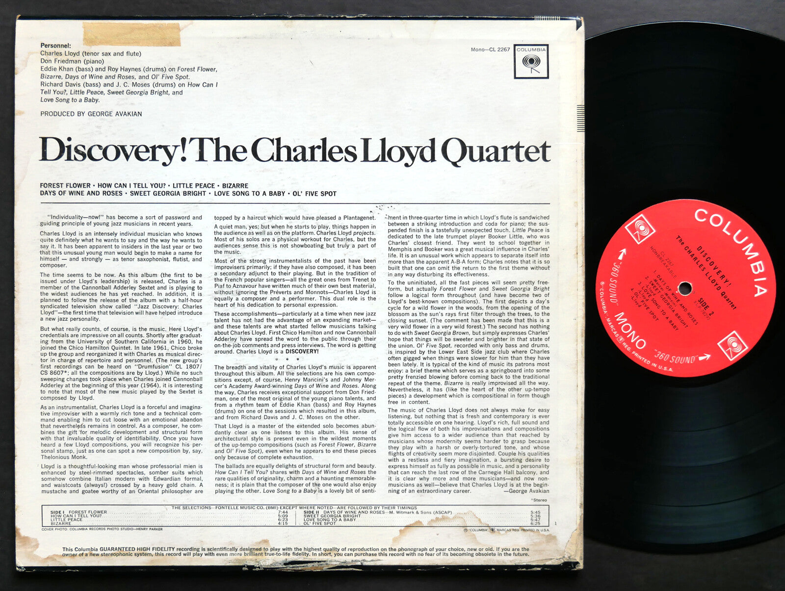 CHARLES LLOYD Discovery! LP COLUMBIA CL 2267 US 1964 2-EYE MONO Don Friedman
