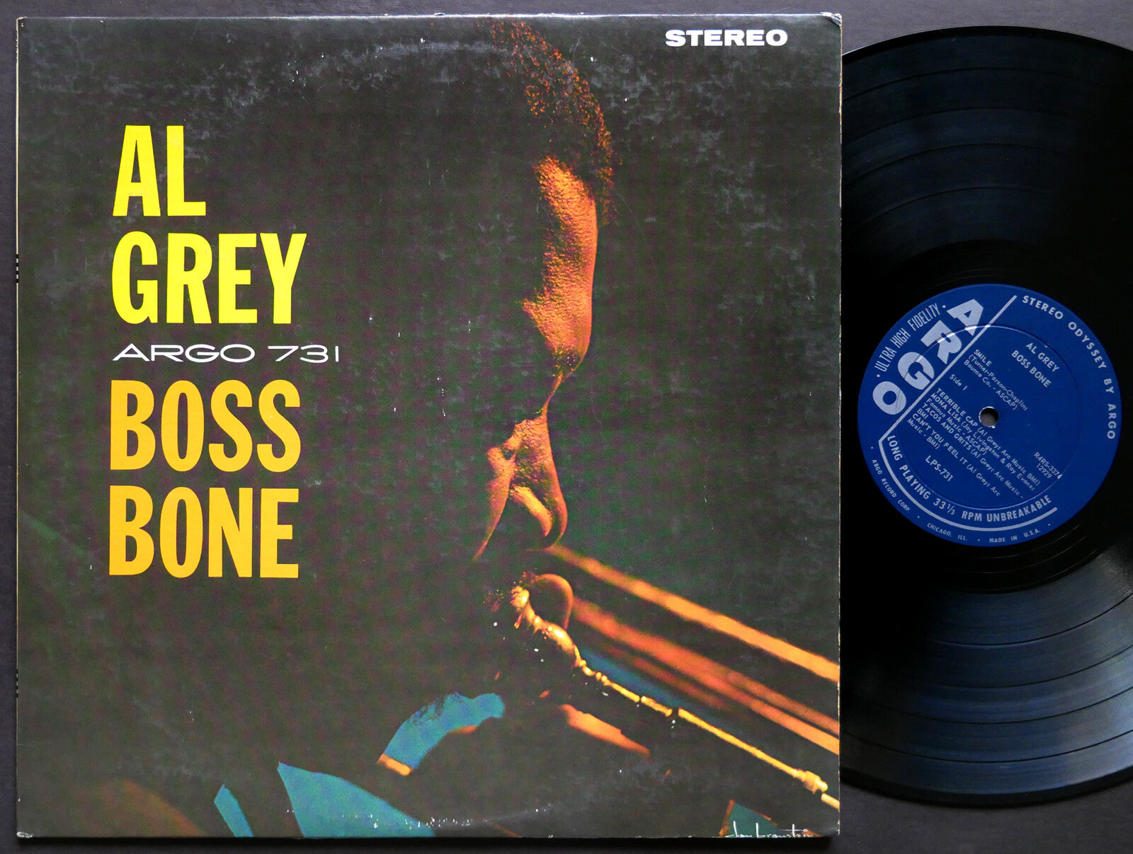 AL GREY Boss Bone LP ARGO LPS-731 US 1964 DG John Young Leo Blevins Ike Isaacs