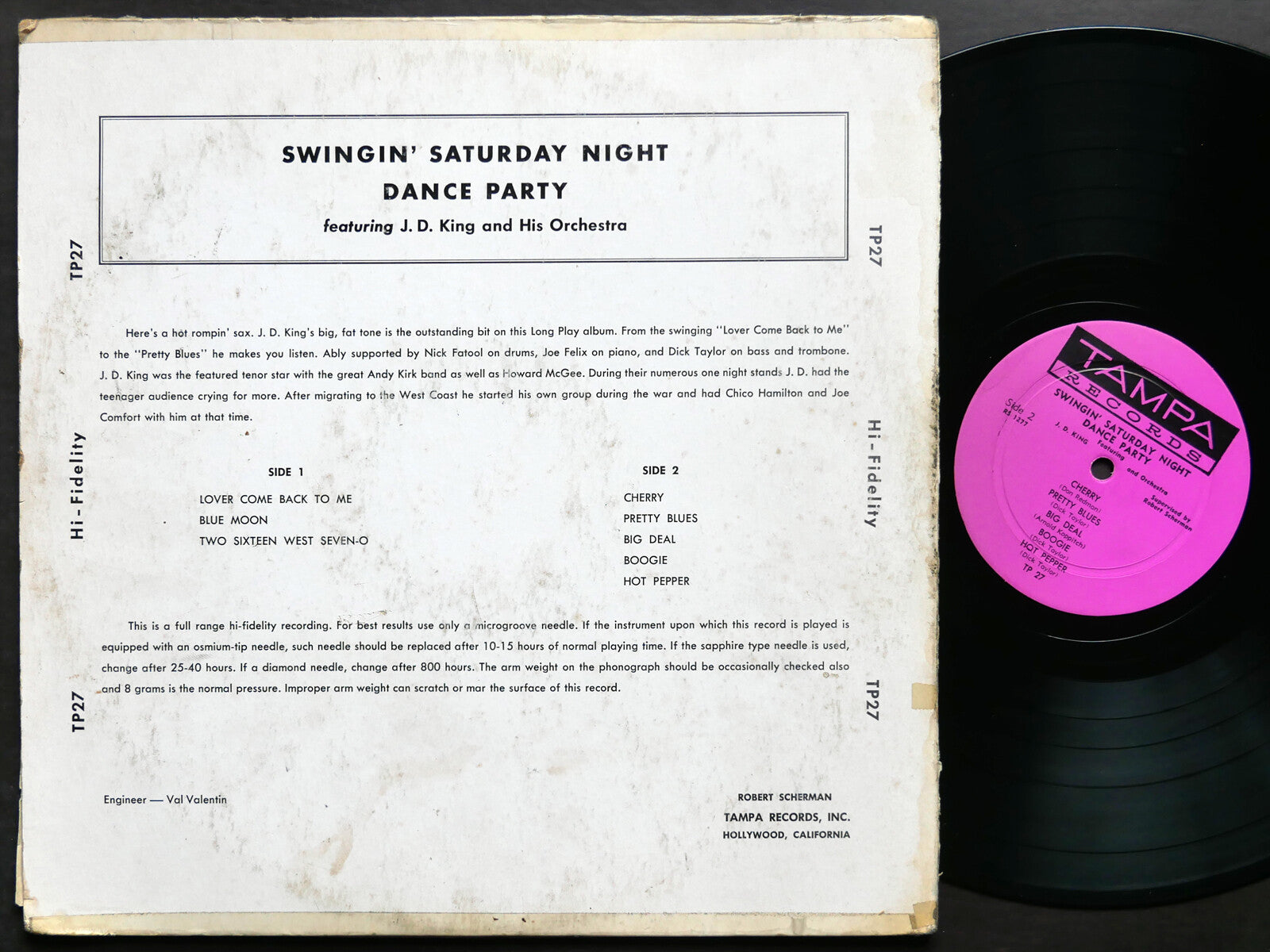 J.D. KING Swingin' Saturday Night Dance Party LP TAMPA RECORDS TP27 JAZZ DG MONO