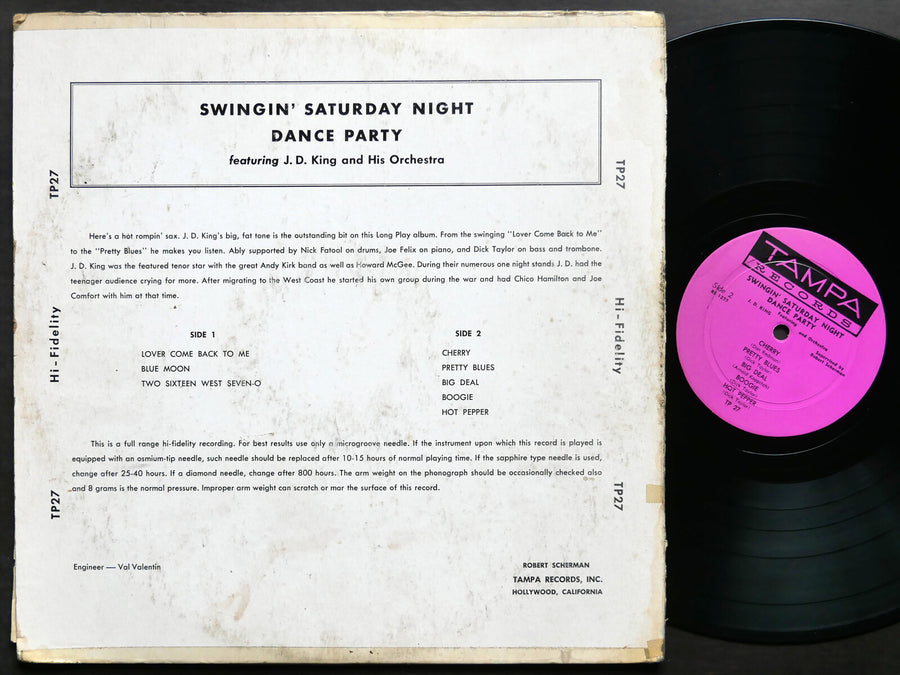 J.D. KING Swingin' Saturday Night Dance Party LP TAMPA RECORDS TP27 JAZZ DG MONO