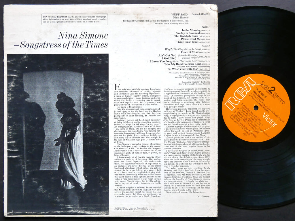 NINA SIMONE 'Nuff Said! LP RCA VICTOR LSP-4065 US 1968 SOUL JAZZ DG