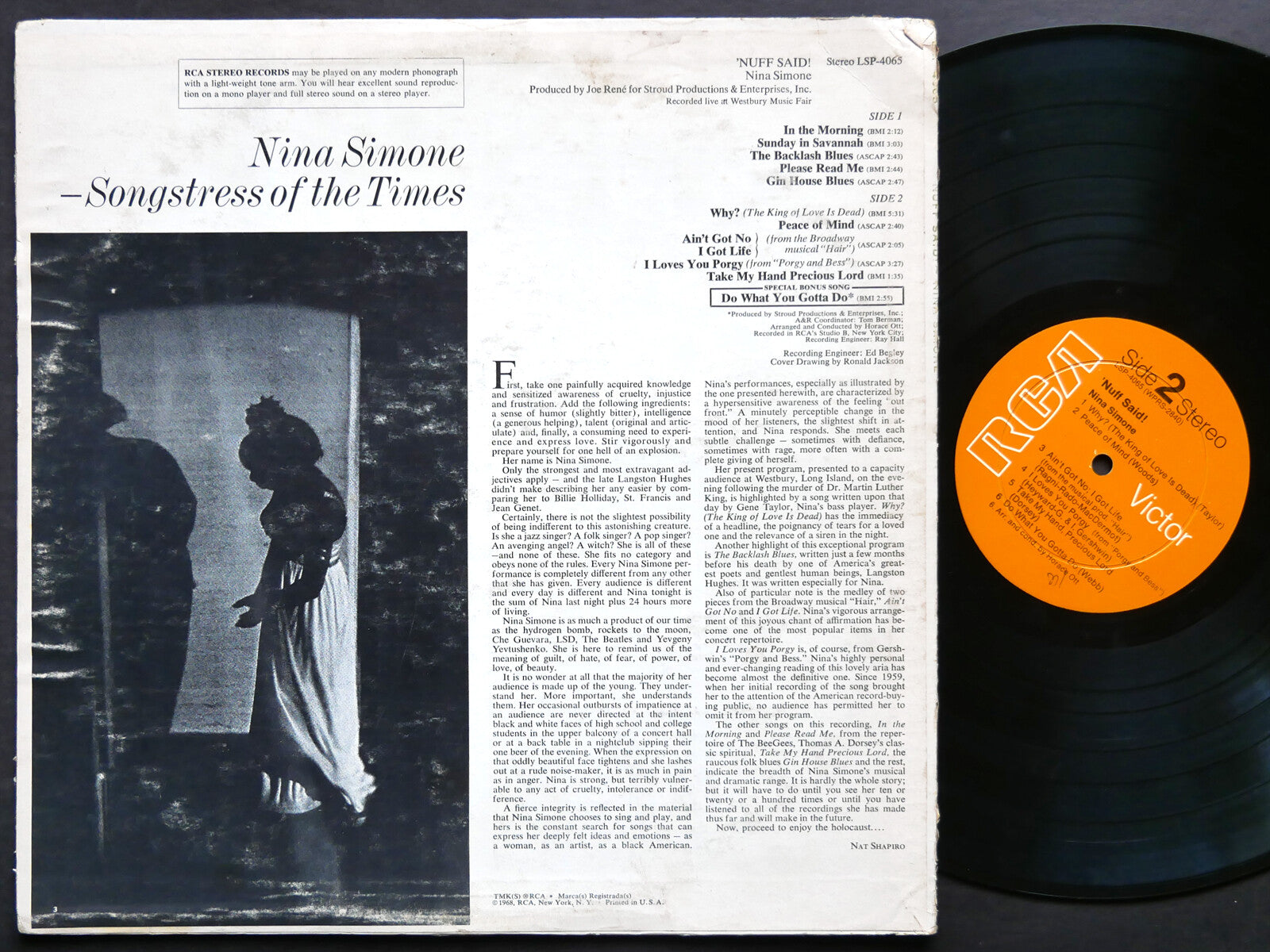 NINA SIMONE 'Nuff Said! LP RCA VICTOR LSP-4065 US 1968 SOUL JAZZ DG