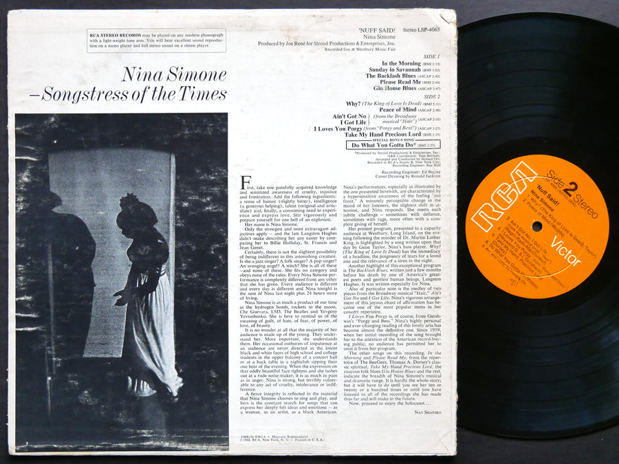 NINA SIMONE 'Nuff Said! LP RCA VICTOR LSP-4065 US 1968 SOUL JAZZ DG
