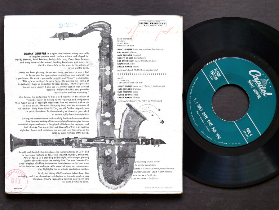 JIMMY GIUFFRE Self Titled 2x EP 7" CAPITOL RECORDS EBF 549 US 1955 Russ Freeman