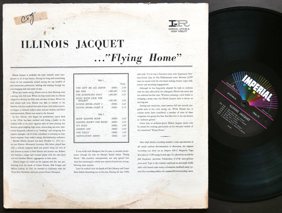 ILLINOIS JACQUET Flying Home LP IMPERIAL LP-9184-A JAZZ MONO