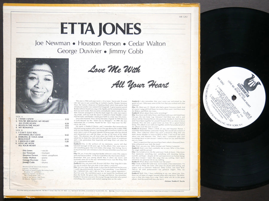 ETTA JONES Love Me With All Your Heart LP MUSE MR 5262 US '84 Cedar Walton PROMO