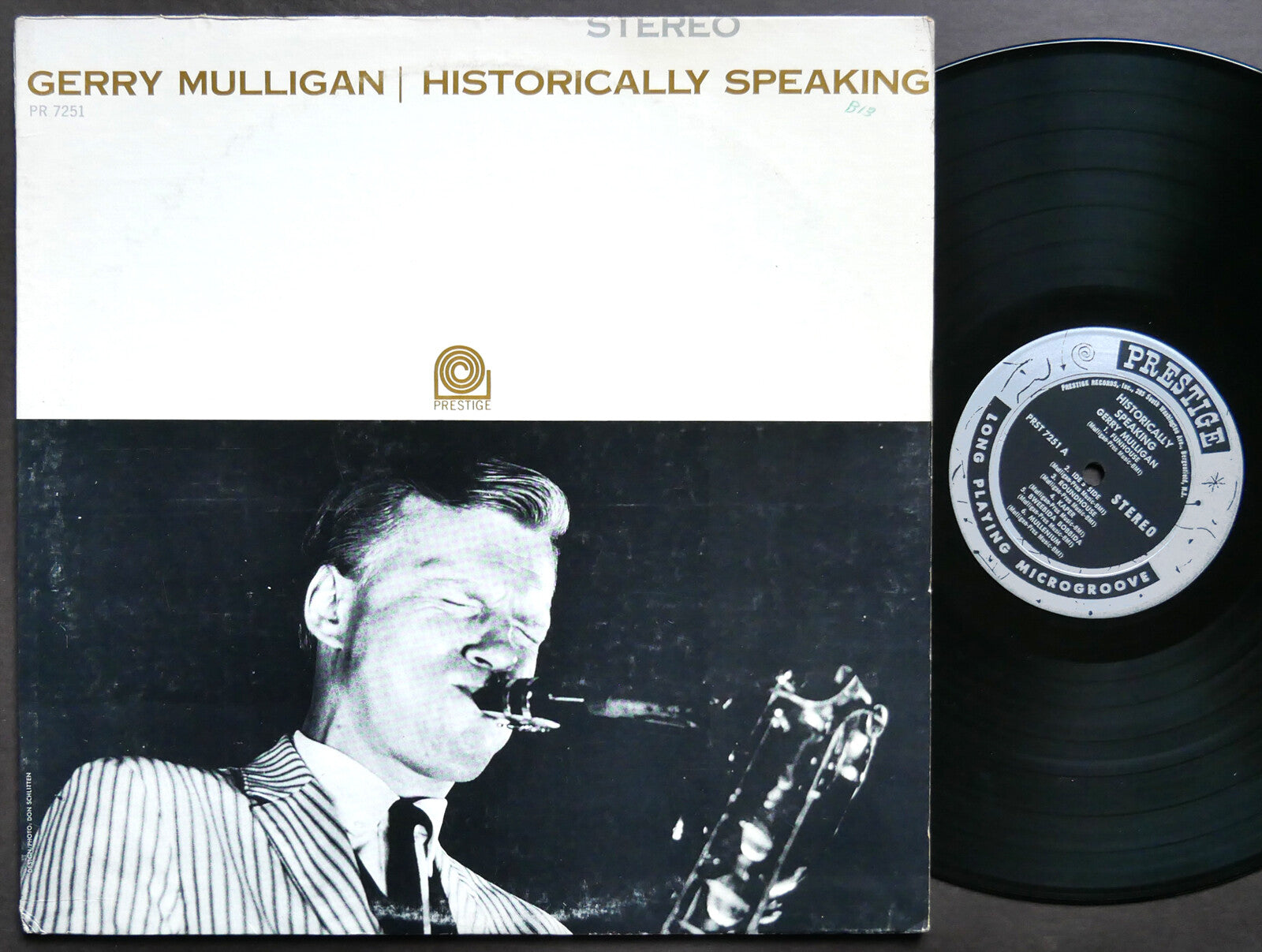 GERRY MULLIGAN Historically Speaking LP PRESTIGE PRST 7251 US 1962 NJ ST VG+