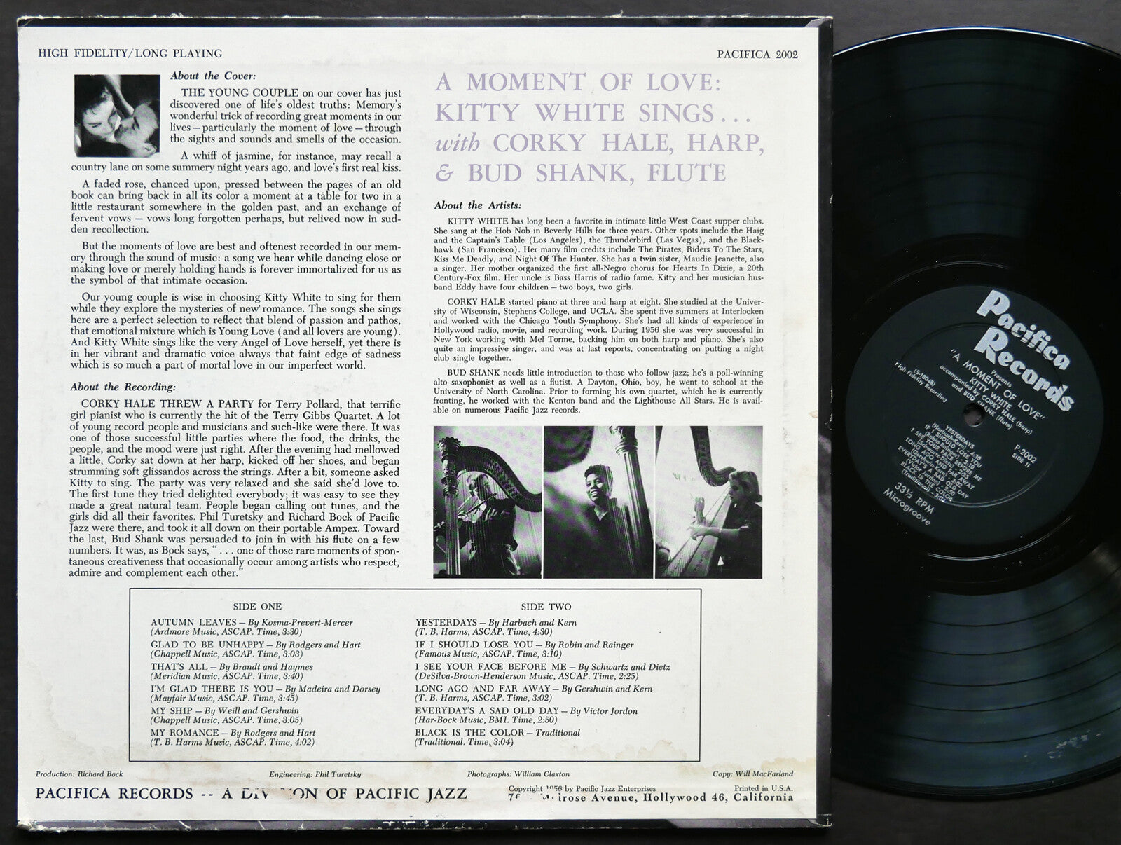 KITTY WHITE A Moment Of Love LP PACIFIC JAZZ P-2002 US 1956 DG MONO Bud Shank