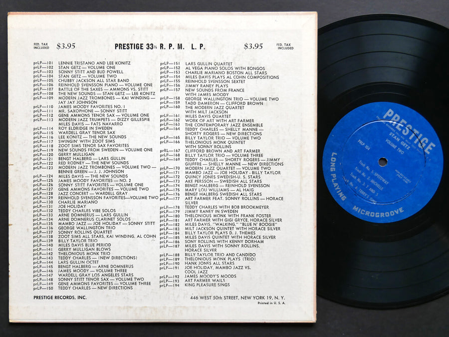 STAN GETZ Volume Two 10" LP PRESTIGE PRLP 104 US 1951 DG MONO George Wallington