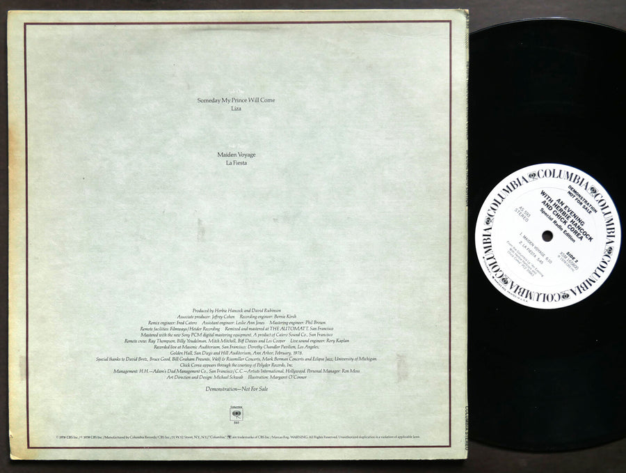HERBIE HANCOCK & CHICK COREA An Evening With LP COLUMBIA AS 593 US 1978 PROMO