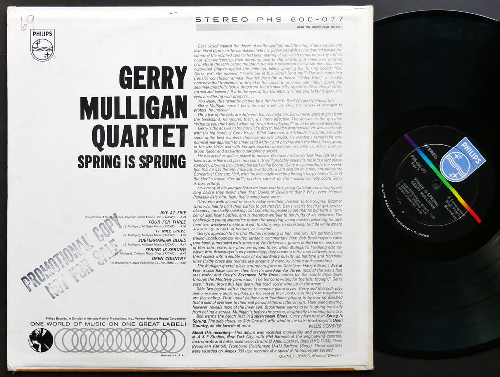 GERRY MULLIGAN Quartet Spring Is Sprung LP PHILIPS PHS 600-077 US 1963 DG ST VG+