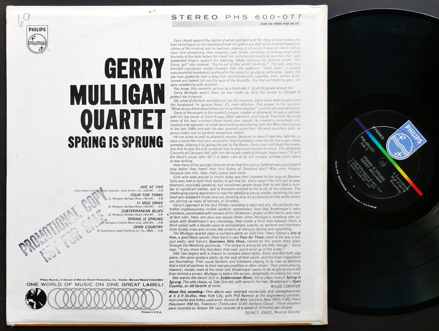 GERRY MULLIGAN Quartet Spring Is Sprung LP PHILIPS PHS 600-077 US 1963 DG ST VG+