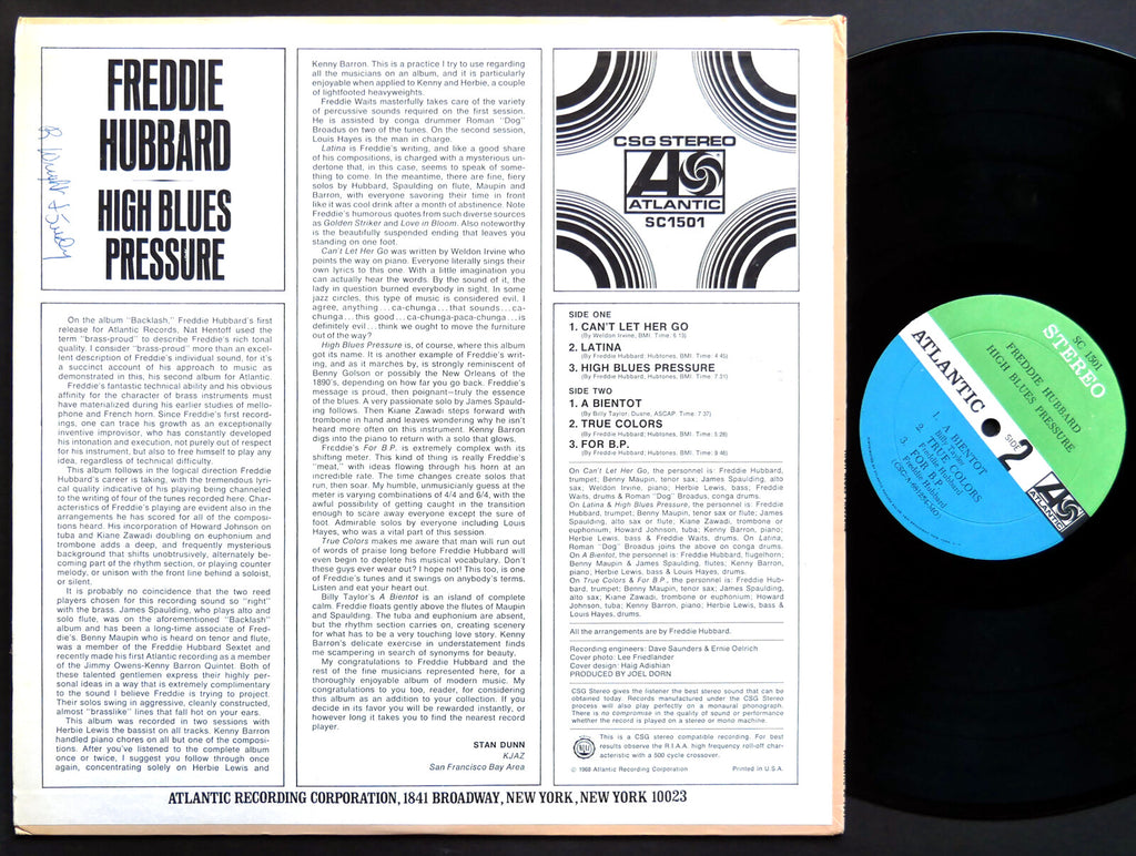 FREDDIE HUBBARD High Blues Pressure LP ATLANTIC SC 1501 US '68 Weldon Irvine VG+