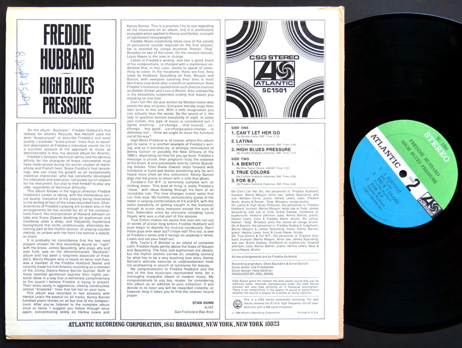 FREDDIE HUBBARD High Blues Pressure LP ATLANTIC SC 1501 US '68 Weldon Irvine VG+