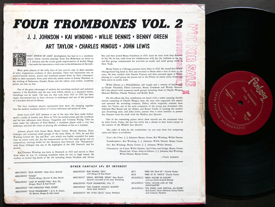 FOUR TROMBONES Vol. 2 LP FANTASY 6008 US 1964 DG MONO Charlie Mingus Benny Green