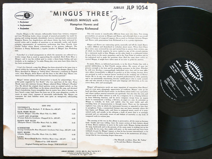 CHARLES MINGUS HAMPTON HAWES DANNY RICHMOND Mingus Three LP JUBILEE JLP1054 MONO