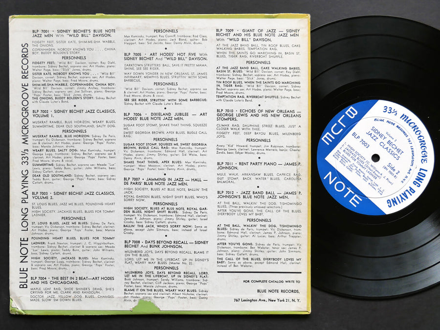 SIDNEY BECHET Jazz Classics Vol. 2 LP BLUE NOTE BLP 7003 US 1950 LEX EAR MONO