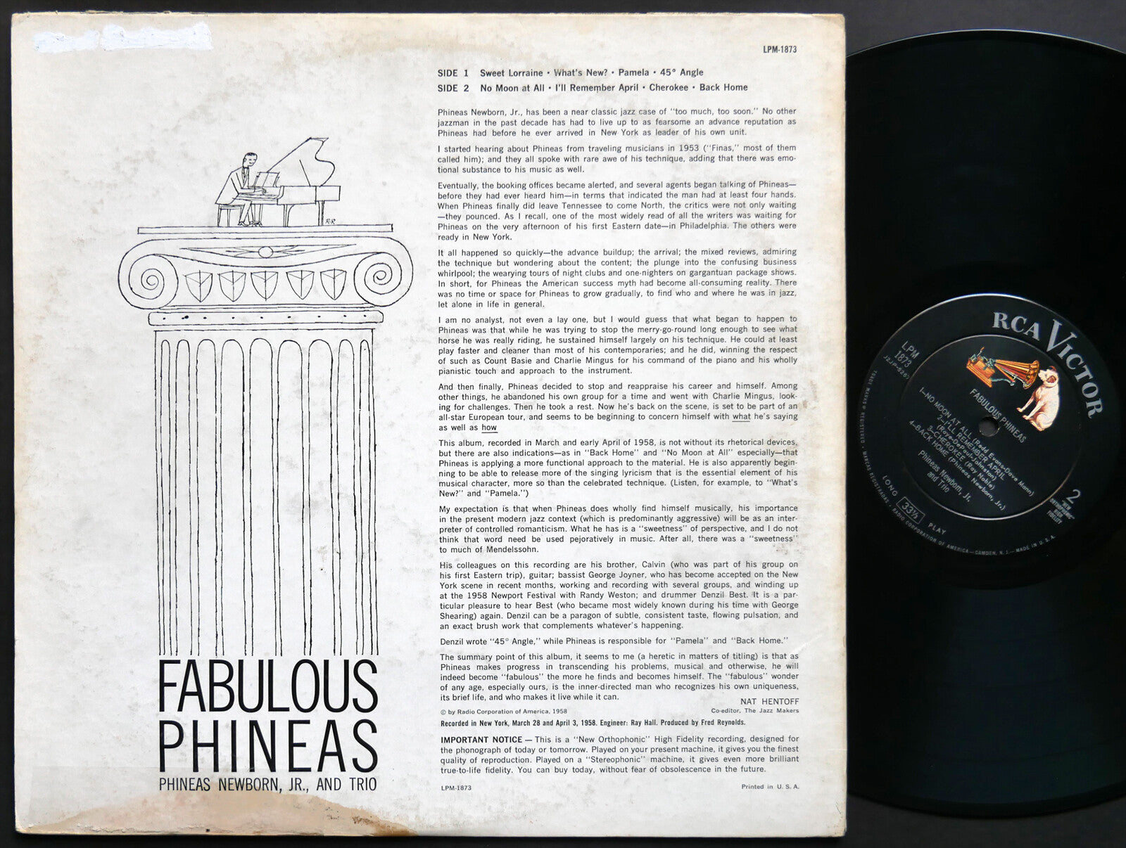 PHINEAS NEWBORN, Jr., And Trio Fabulous Phineas LP RCA VICTOR LPM-1873 DG MONO