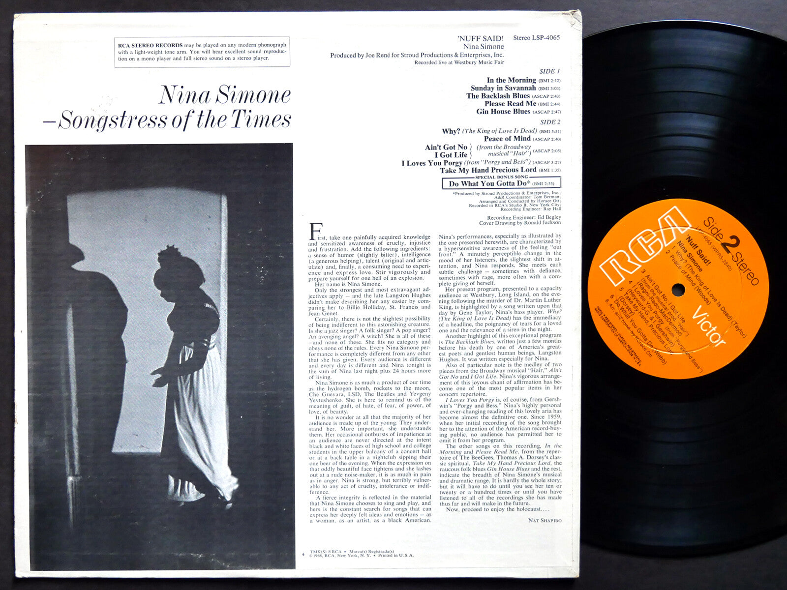 NINA SIMONE 'Nuff Said! LP RCA VICTOR LSP-4065 US 1968 SOUL JAZZ DG VG+