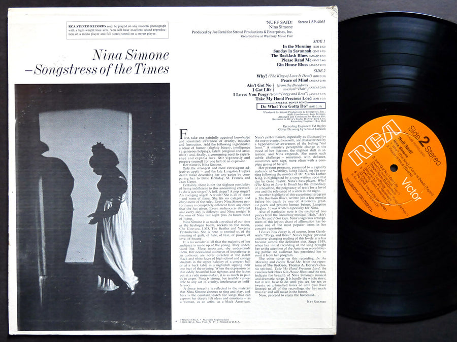 NINA SIMONE 'Nuff Said! LP RCA VICTOR LSP-4065 US 1968 SOUL JAZZ DG VG+
