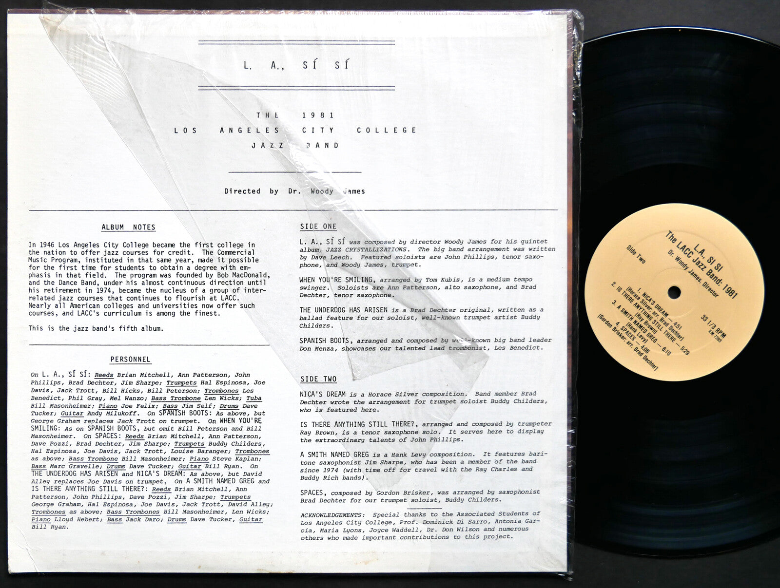 LOS ANGELES CITY COLLEGE JAZZ BAND : DR. WOODY JAMES L.A., Si Si LP KM 7393