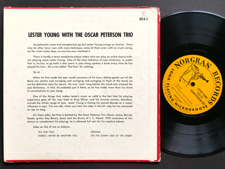 LESTER YOUNG With OSCAR PETERSON Trio #2 LP NORGRAN MG N-6 US 1954 DG MONO 10"