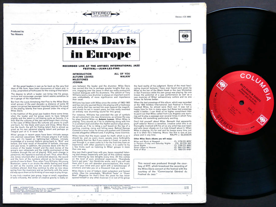 MILES DAVIS In Europe LP COLUMBIA CS 8983 2-EYE ST Herbie Hancock George Coleman