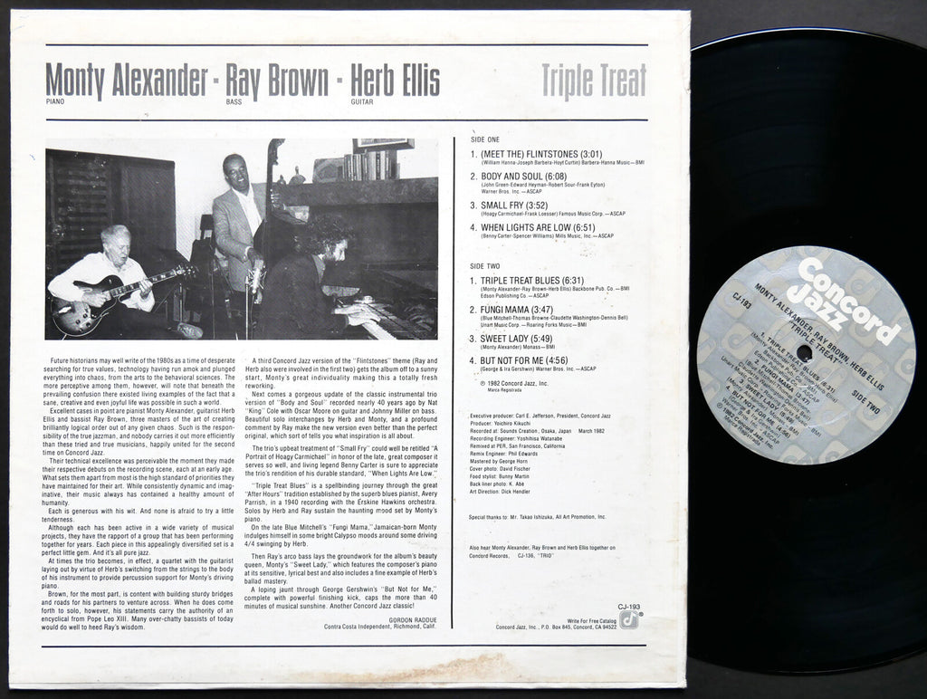 MONTY ALEXANDER RAY BROWN HERB ELLIS Triple Treat LP CONCORD RECORDS CJ-193 JAZZ