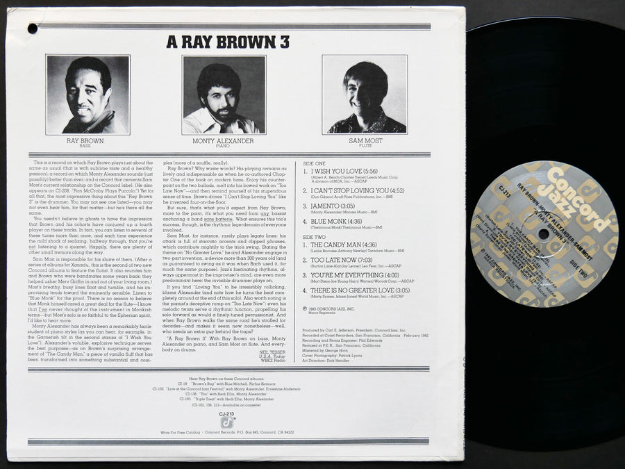 RAY BROWN MONTY ALEXANDER SAM MOST A Ray Brown 3 LP CONCORD RECORDS CJ-213 JAZZ