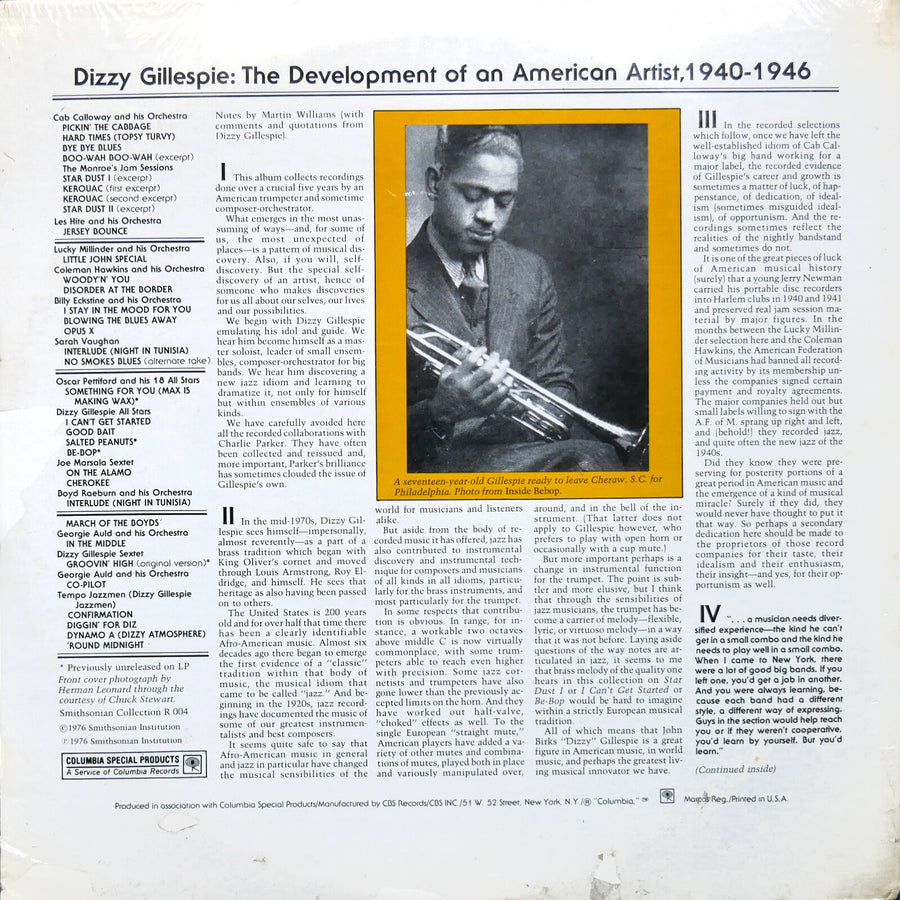 DIZZY GILLESPIE The Development Of An American Artist 2 x LP SMITHSONIAN R 004