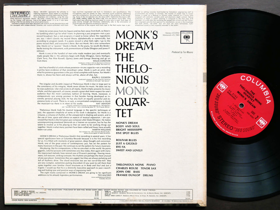 THELONIOUS MONK Monk's Dream LP COLUMBIA CS 8765 US 1963 2-EYE Charles Rouse