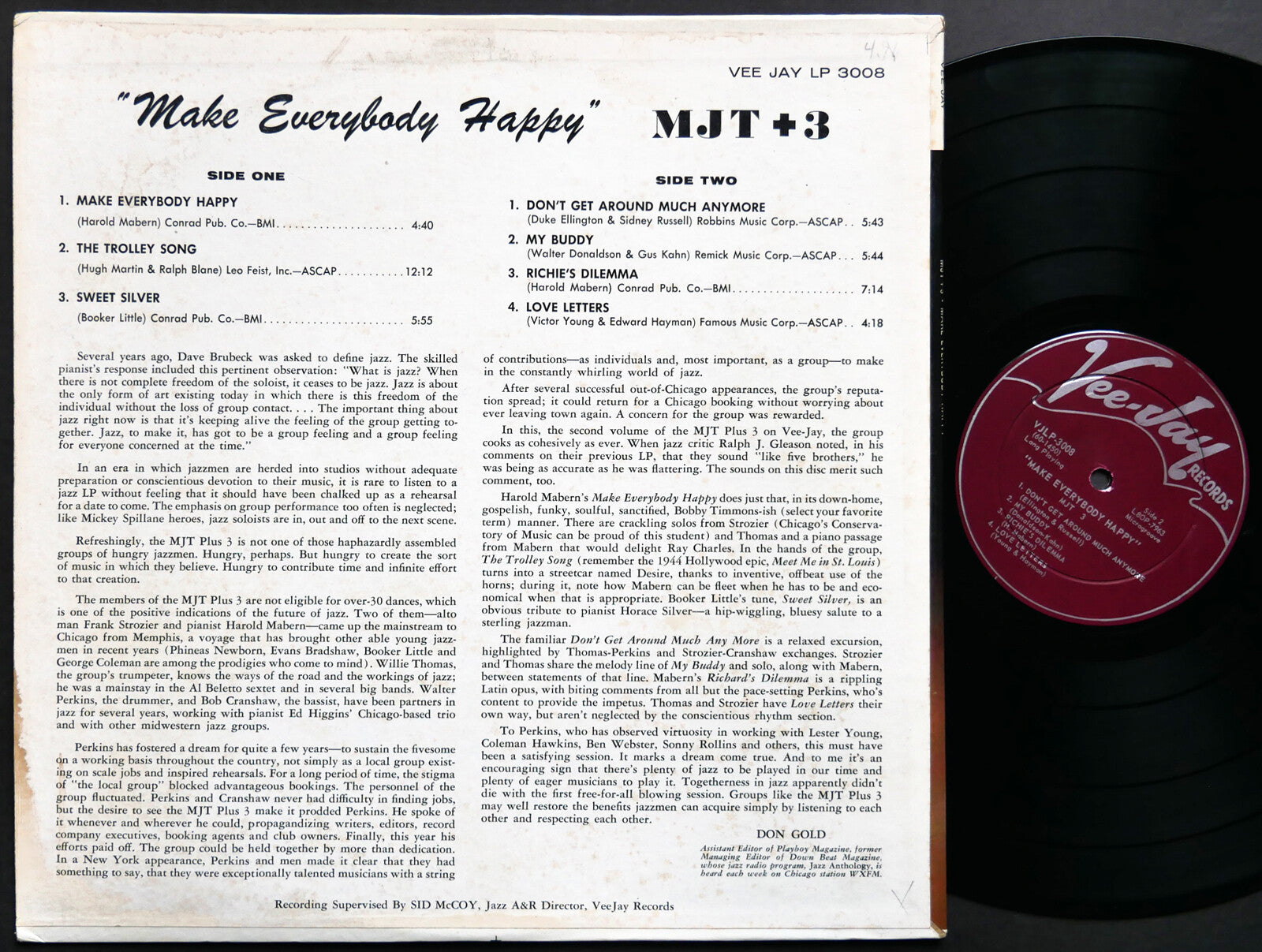 MJT+3 Make Everybody Happy LP VEE JAY VJLP 3008 US 1960 DG MONO Harold Mabern