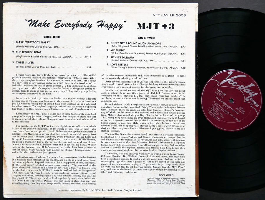 MJT+3 Make Everybody Happy LP VEE JAY VJLP 3008 US 1960 DG MONO Harold Mabern