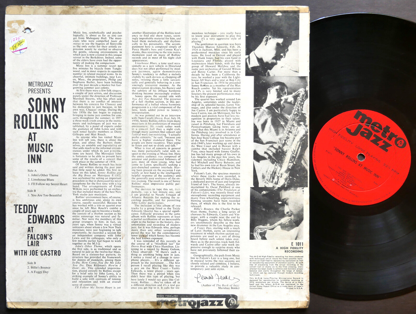 SONNY ROLLINS TEDDY EDWARD JOE CASTRO At Music Inn LP METROJAZZ E1011 DG MONO
