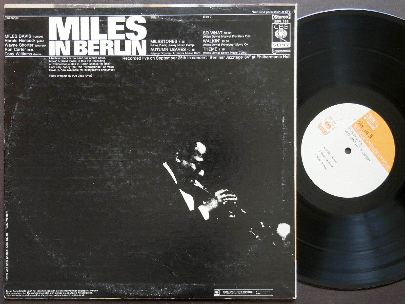 MILES DAVIS In Berlin LP CBS/SONY SOPL 163 JP 1970 Herbie Hancock Wayne Shorter