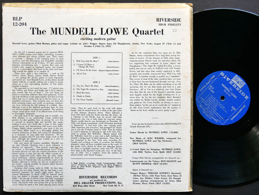 MUNDELL LOWE Quartet LP RIVERSIDE RECORDS RLP 12-204 US 1959 DG MONO JAZZ