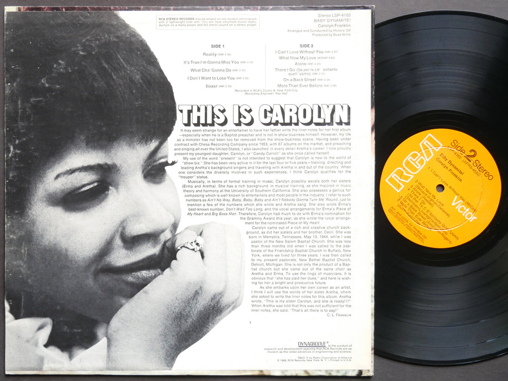 CAROLYN FRANKLIN Baby Dynamite! LP RCA VICTOR LSP-4160 US 1969 Funk Soul VG+