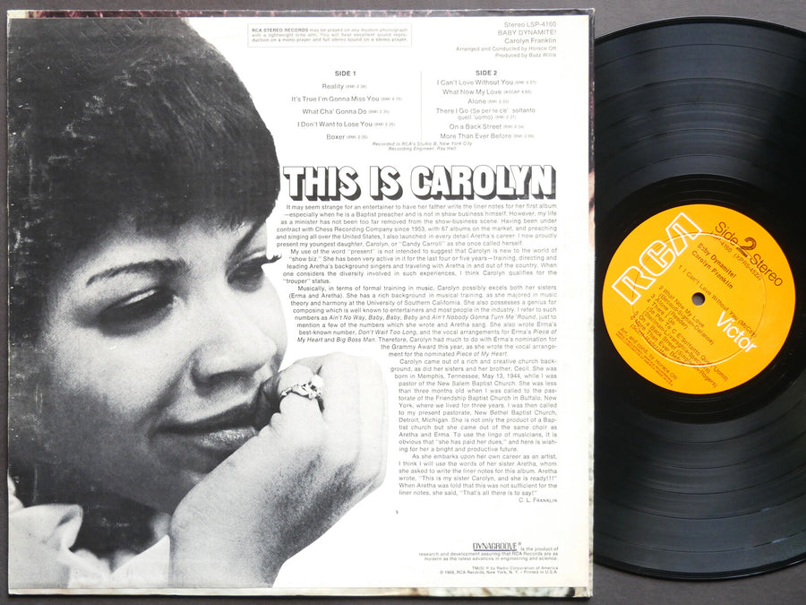 CAROLYN FRANKLIN Baby Dynamite! LP RCA VICTOR LSP-4160 US 1969 Funk Soul VG+
