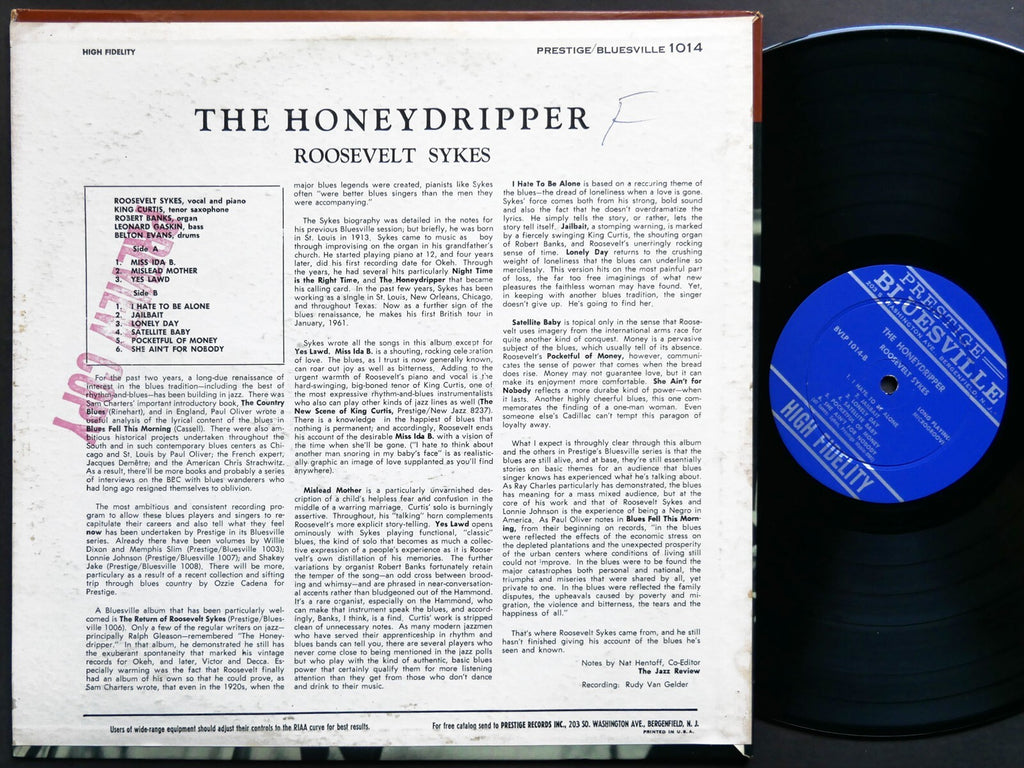 ROOSEVELT SYKES The Honeydripper LP PRESTIGE BLUESVILLE BV-1014 US 1961 DG MONO
