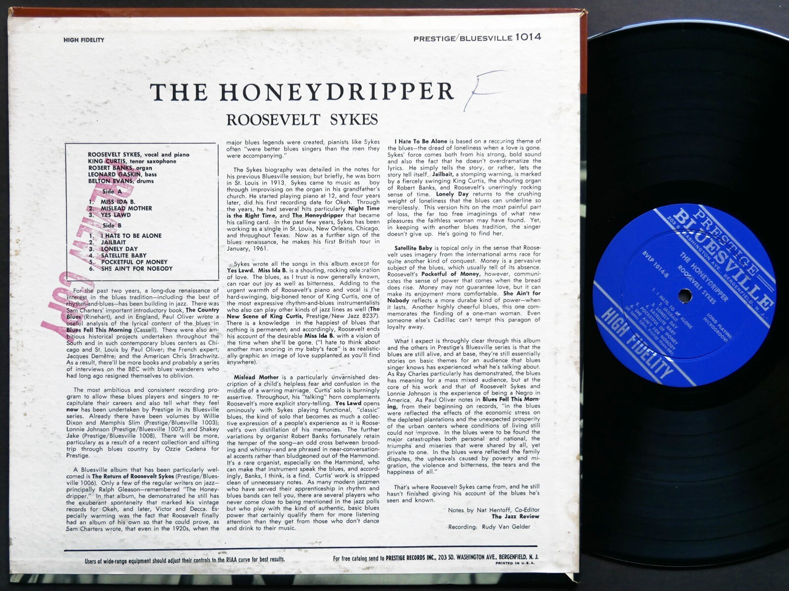 ROOSEVELT SYKES The Honeydripper LP PRESTIGE BLUESVILLE BV-1014 US 1961 DG MONO